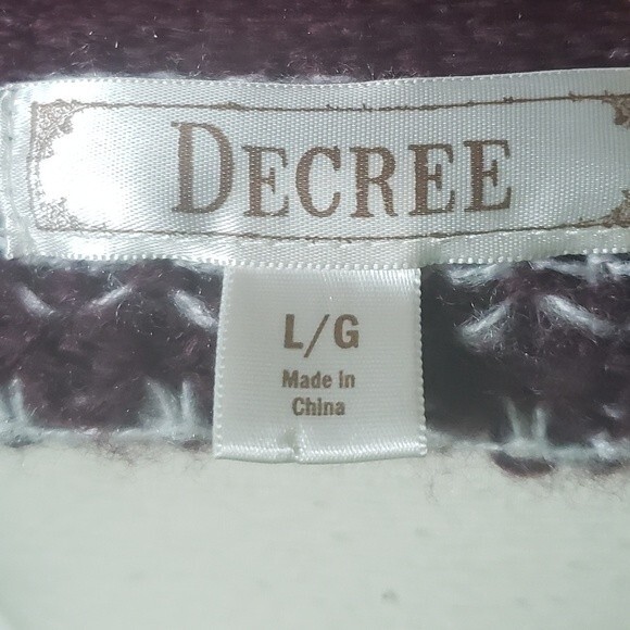 DECREE Maroon Stripe Duster Fringe Sweater - L - Picture 7 of 12